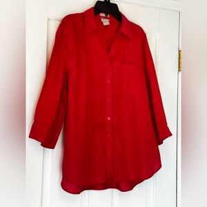 Chico's Raspberry Red Linen Blouse